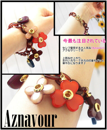 在庫処分★アズナヴール(aznavour) フラワー 四つ葉 三つ葉 ハート ブレスレット セルロースアセテート レディースアクセサリー