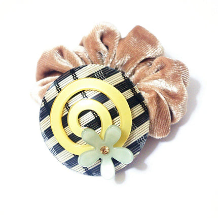 EMMAROI チェック柄 モチーフ ヘアゴム シュシュ セルロースアセテート ヘアアクセサリー