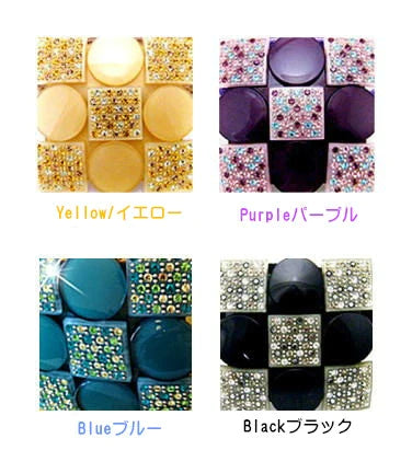 EMMAROI スワロフスキーラインストン キラキラ 四角 ヘアゴム セルロースアセテート ヘアアクセサリー