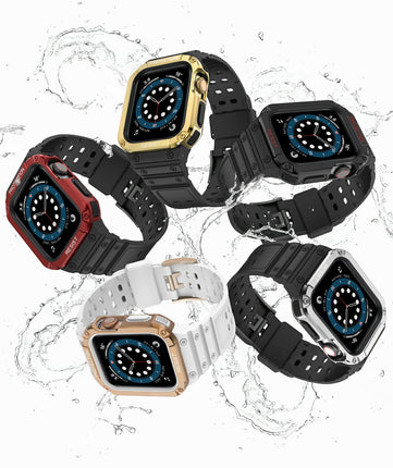 【全機種対応】【Ewise】 Apple Watch バンド Series 8 / 7 45mm / 44mm / 42mm 一体型 ケース カバー アップルウォッチ 耐衝撃 PC + TPU 二重構造 スポーツバンド 衝撃 吸収 傷防止 Series 7 / SE/ 6 / 5 / 4