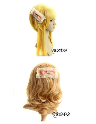 在庫処分 movo レース リボン 王冠モチーフ バレッタ/オリジナル ヘアアクセサリー ヘアピン/オシャレ/結婚式/パーティー