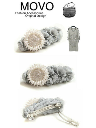 movo パール フラワー バレッタ/ヘアアクセサリー ヘアピン/オシャレ/人気/結婚式/パーティー