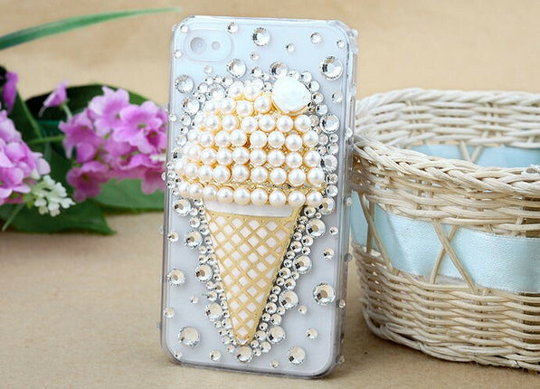 iphone4s iphone4 デコケース パール キラキラ クリア ハードケース アイフォンカバー