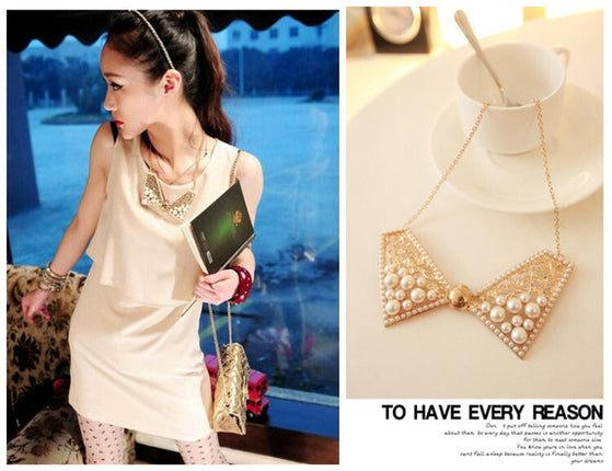 在庫処分★付け襟風 パール ネックレス ゴールド つけえり チョーカー 結婚式/パーティーネックレス