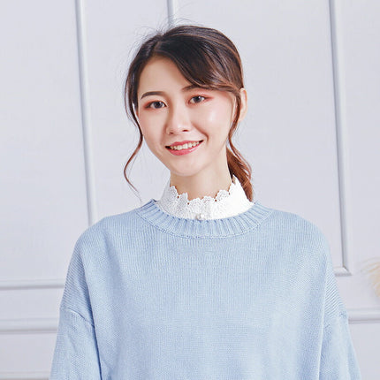 再入荷★付け襟 タートルレース シャツ襟 白/黒 重ね着シャツ ホワイト ブラック レディース パーティー/二次会/オフィス