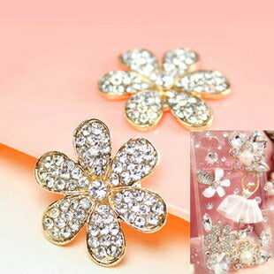 セール★メタルデコパーツ フラワー・六つ葉・ハンドメイドパーツ・アクセサリー・デコパーツ 花・1個・ゴールド金属カメリアパーツ