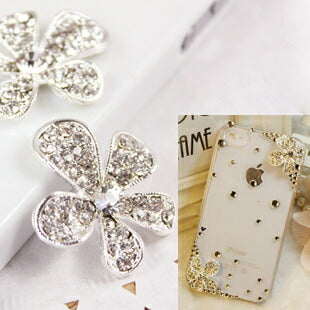 メタルデコパーツ フラワー 五つ葉 シルバー・ハンドメイドパーツ・アクセサリー・デコパーツ 花 金属カメリアパーツ・1個