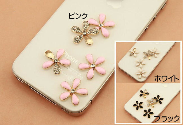 在庫処分★デコパーツ メタルデコパーツ フラワー5点セット全3色 ハンドメイドパーツ アクセサリー パーツ 花 ゴールド金属カメリアパーツ