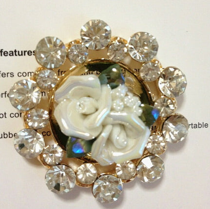 クリスタル・フラワー・ハンドメイドパーツ アクセサリー デコパーツ 花 ゴールド金属カメリアパーツ