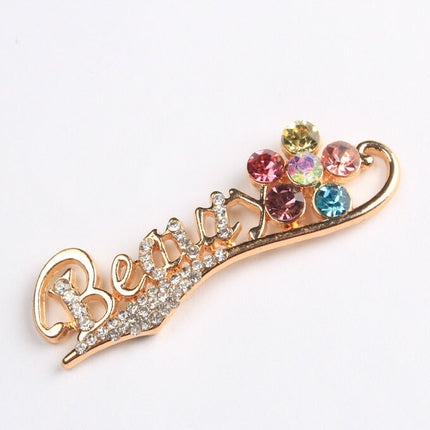 ハンドメイドパーツ アクセサリー キラキラアルファベット Beauty×フラワー デコパーツ ゴールド 金属カメリアパーツ