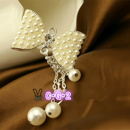 在庫処分★デコパーツ リボン メタルデコパーツ ハンドメイドパーツ パール リボンパーツ・チャーム ペンダントトップ シルバー金属カメリアパーツ 1個