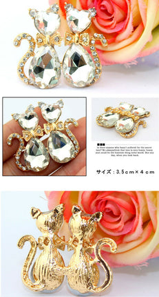 メタルデコパーツ ・リボン キラキラ・猫・ネコ・ハンドメイドパーツ・アクセサリー・デコパーツ ・デコ電パーツ・1個・金属カメリアパーツ