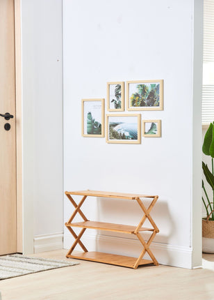 竹製 折りたたみラック 幅50cm 3段 棚 収納棚 ナチュラル キャンプ アウトドア ラック 軽量 コンパクト 組み立て不要 植物棚 フラワースタンド 園芸ラック ガーデンラック キッチンラック ランドリー ベランダラック 収納 インテリア おしゃれ