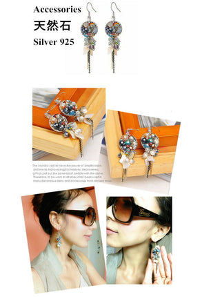 天然水晶 貝殻 ビ-ズ シルバー925 ピアス 人気 揺れるピアス イヤリング レディースアクセサリー