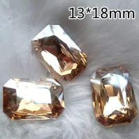 長方形(エメラルドカット)ライトピーチ カラージュエリーストーン ガラスストーン ラウンドタイプ ファンシーストーン 13*18mm 2個