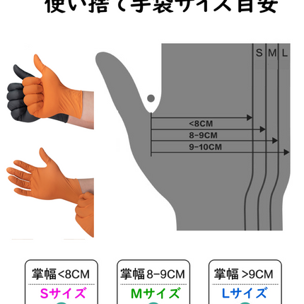 【100枚×10箱】ニトリル手袋 黒/オレンジ ゴム手袋 極厚タイプ 強耐久性 使い捨て手袋 ニトリルゴム手袋 作業用 プレミアムダイヤモンド 厚手 使い捨て手袋 S M L パウダーフリー 左右兼用 耐油性 強伸縮 自動車整備 油仕事 DIY作業 塗装