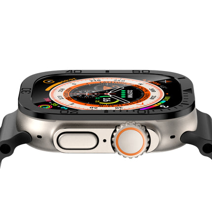 apple watch ultra カバー アップルウォッチ ウルトラ カバーapple watch ultra ガラスフィルム 49 mmアルミ枠 保護カバー 強化ガラス スムーズ 耐指紋 高透過率 貼り付けやすい 気泡防ぐ 液晶全面保護