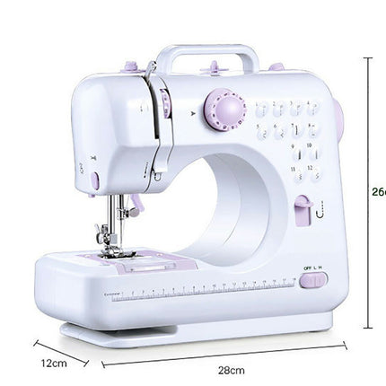 電動ミシン505a PSE認証 コンパクト 小型 家庭用 初心者 12種類の縫い目 フットコントローラー コンセント/電池両対応 ACアダプタと単三電池 2WAY給電 コンピュータミシン スピード調整可 返し縫いDIY フットペダル 日本語説明書 機能充実 簡単操作 フリーアーム