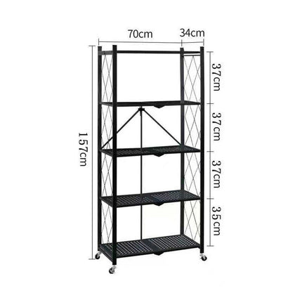 スチールラック 5段 0.3mm厚 鉄製 スチール製 メタルラック シェルフ 棚 折りたたみ式 折り畳み式 オープンラック キャスター付き 植物棚 フラワースタンド 園芸ラック ガーデンラック 組立簡単 キッチンラック ランドリー ベランダラック 収納 可愛い インテリア おしゃれ