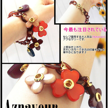 在庫処分★アズナヴール（aznavour) フラワー　四つ葉　三つ葉　ハート　ブレスレット　セルロースアセテート　レディースアクセサリー
