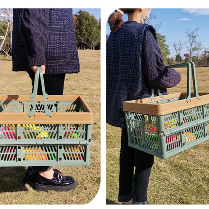 折りたたみ コンテナ カゴ Lサイズ 26L フォールディング ハンディ コンテナ 取っ手付き ショッピング 洗濯かご ランドリーバッグ 収納バスケット 脱衣かご  持ち手 省スペース 軽量  買い物かご