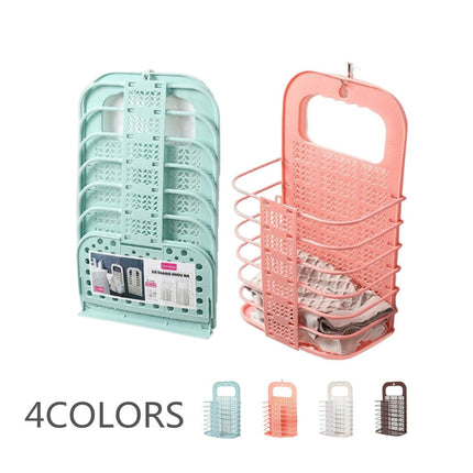 壁掛け 折りたたみカゴ Lサイズ   収納バスケット バスルーム取っ手付き  洗濯かご 汚物カゴラン 収納バスケット 脱衣かご 折りたたみランドリーバスケット 持ち手 省スペース 軽量　幅27×奥行15.5×高さ46cm