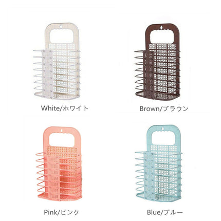 壁掛け 折りたたみカゴ Lサイズ   収納バスケット バスルーム取っ手付き  洗濯かご 汚物カゴラン 収納バスケット 脱衣かご 折りたたみランドリーバスケット 持ち手 省スペース 軽量　幅27×奥行15.5×高さ46cm