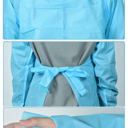 【300枚】CPEガウン ブルー セット フリーサイズ 長袖 指フック 袖付き 男女兼用 医療 介護用 感染症対策 簡易エプロン ディスポエプロン 使い捨てエプロン