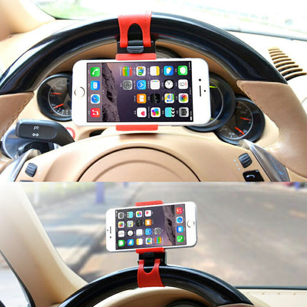 車載ホルダー ハンドル ゴム iPhone スマートフォン スマホホルダー 携帯ホルダー ステアリング ハンズフリー スマホスタンド 車グッズ　車載取付