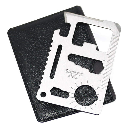 カードナイフ カードタイプ 万能ツール サバイバルツール ツールセット 12IN1 ナイフ/スパナ ノコギリ マルチ PUポーチ 収納ケース ステンレス