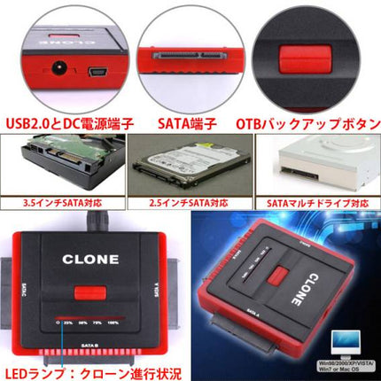 クローンHDDスタンド Clone クローン　HDD/SSD/ドライブのコピー コンパクト