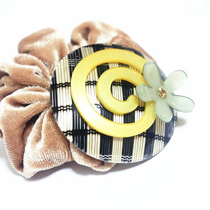 EMMAROI　チェック柄 モチーフ　ヘアゴム  シュシュ  セルロースアセテート　ヘアアクセサリー