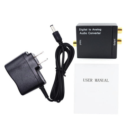 DAC digital to analog デジタル(光 同軸)→アナログ(RCA) デジタル アナログ 変換 オーディオ変換器 変換コネクター DAコンバーター 金メッキ端子 電源付き 光デジタル アナログ Digital to Analog Converter 光ファイバーケーブル ACアダプタ