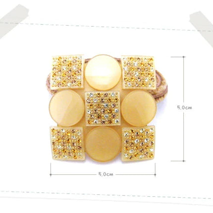 EMMAROI　スワロフスキーラインストン　キラキラ　四角　ヘアゴム　セルロースアセテート　ヘアアクセサリー