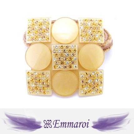 EMMAROI　スワロフスキーラインストン　キラキラ　四角　ヘアゴム　セルロースアセテート　ヘアアクセサリー