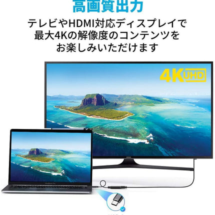 USB Type-C to HDMI 変換 アダプタ ケーブル [ 選べる2色 4K高解像度 11.5cm ] HDMI変換アダプター type c アダプター変換アダプター 変換ケーブル [ macbook pro air / chromebook / pixel / xps /  galaxy / DPAltモード対応スマホなど ] コンパクトでハイパフォーマンス