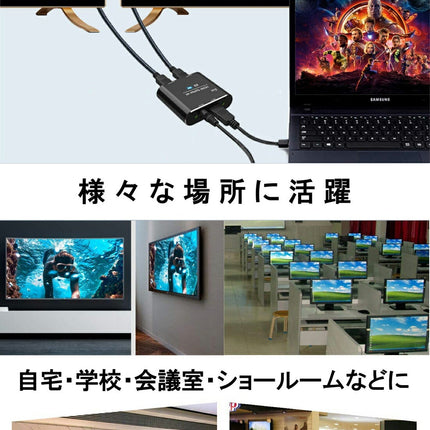 HDMI 分配器 HDMI スプリッター 1入力2出力 同時出力 HDCP2.2 4K/3D/1080P対応 設定不要 音声出力 ディスプレイ 分配器 Switch PS3 PS4 PS5 HDTV DVD Xbox TV Stick ディスプレイ プロジェクターなど対応 1入力 2出力 同時 拡張機能あり