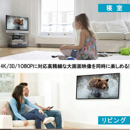HDMI分配器 同時出力 HDCP2.0 スプリッター 1入力4出力 [4K/3D/1080P]対応 設定不要 音声出力 switch PS3 PS4 HDTV DVD Xbox TV Stick ディスプレイ プロジェクターなど対応 1入力 5ポート