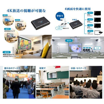 HDMI分配器 同時出力 HDCP2.0 スプリッター 1入力4出力 [4K/3D/1080P]対応 設定不要 音声出力 switch PS3 PS4 HDTV DVD Xbox TV Stick ディスプレイ プロジェクターなど対応 1入力 5ポート