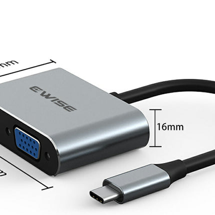 Ewise HDMI変換 アダプター [ HDMI VGA 同時出力 高解像度 1080p ] Type-c to HDMI VGA 変換 アダプタ ケーブル 変換アダプター typec [ macbook pro air / ipad / surface Go / Galaxy S10 対応 ] iPad 2021非対応