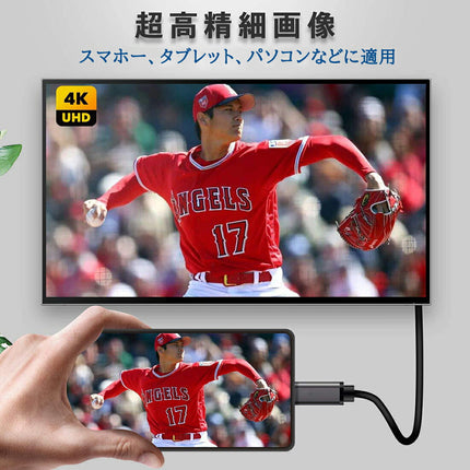 USB Type-C to HDMI 変換 ケーブル 1.8m サンダーボルト hdmiケーブル typec 変換アダプター スマホ 変換ケーブル typec HDMI [ iMac MacBook Mac Book Pro Air mini iPad Pro Dell XPS Chromebook Pixel Galaxy など対応 ] [ 4K30hz ]
