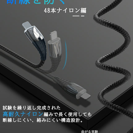 11代 Ewise マグネットケーブル 3A 急速充電 データ転送 充電ケーブル 2mx2本 ケーブルのみ  iPhone 13 【マグネット端子別売り】QC3.0対応 両面取付 取外し簡単 ライトニング Micro USB Type-C 幅広い互換性