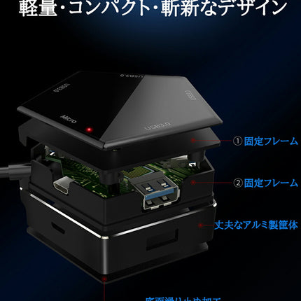 USBハブ セルフパワー/バスパワー USB3.0ハブ 【5in1 ハブ 4ポート+1電源ポート】 5Gbps 高速データ転送 ノートPC PS4 他対応 テレワーク ウルトラスリム 軽量 小型 コンパクトSSD外付け 外部電源供給 リモート 在宅勤務 USB機器増設