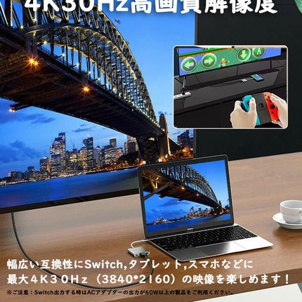 USB Type-C ハブ 3in1 HDMI 4K USB3.0 PD対応 100W 変換 アダプタ タイプC ノートパソコン ノートPC Chromebook surface PC iPad mini6 Air5/4 Pro Android Mac USB-C Android Switch