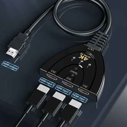 HDMI切替器 HDMIセレクター 3入力1出力 HDMI スイッチャー 分配器 4K テレビ PC ps4Pro HDMI 切り替え スイッチ 三股 3ポート HDMIハブ アダプタ メス オス スマホ モニター 映像 ケーブル同時出力不可 「Ps4非対応」