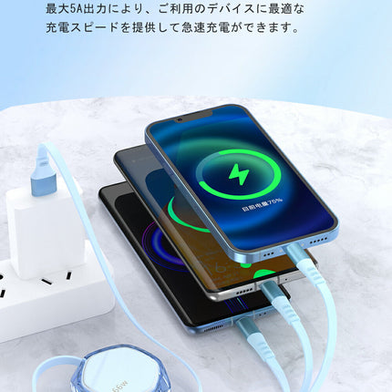 3in1 ケーブル 巻き取り 充電ケーブル マルチ 巻き取り式充電ケーブル ライトニングケーブル 1本3役 iPhone 充電 ケーブル type C 巻取 充電 ケーブル Android 充電 ケーブル 急速充電 同時充電 コンパクト 3in1 充電ケーブル 巻取