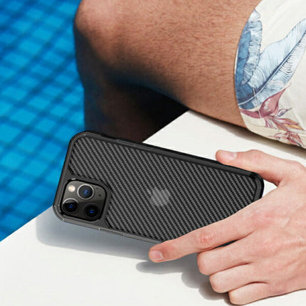 EWISE iPhone12 ケース iPhone 12 Pro 用 ケース iphone 12 Pro Max ケース iphone12 mini ケース カーボンデザイン 指紋防止 カバー 薄型ケース マット仕上げ 擦り傷防止 ワイヤレス充電対応