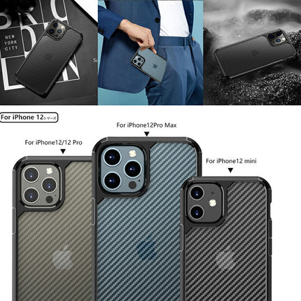 EWISE iPhone12 ケース iPhone 12 Pro 用 ケース iphone 12 Pro Max ケース iphone12 mini ケース カーボンデザイン 指紋防止 カバー 薄型ケース マット仕上げ 擦り傷防止 ワイヤレス充電対応