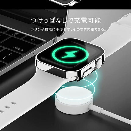 アップルウォッチ カバー 防水 ケース 40mm 41mm 44mm 45mm ガラスフィルム 一体型 3D直角エッジデザイン 保護ケース PCバンパー Applewatch　9 8 7 6 5 4 SE