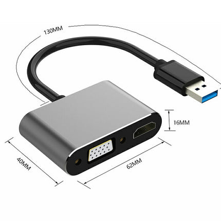 USB hdmi VGA 変換 [ HDMI VGA 同時出力 高解像度 1080p ] USB 3.0 to HDMI VGA 変換 アダプタ ケーブル アダプター アダプターケーブル 変換アダプター 変換ケーブル [windows 7 8 10 対応]  Mac非対応！ Ewise